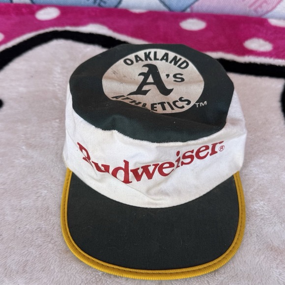 Vintage Oakland Athletics A's Hat Painters Cap Budweiser Made In USA Rare 80s - Picture 4 of 11